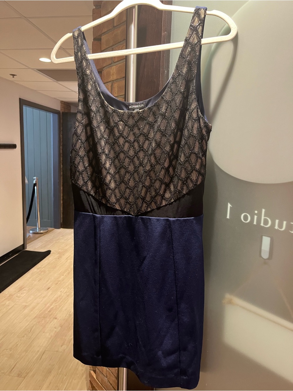 Monamour Navy & Black Sleeveless Cocktail Dress